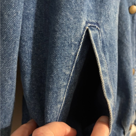 Vintage Dark Blue Bomber Jean Jacket Size Medium Stranger Things Puff Shoulder - Picture 8 of 9